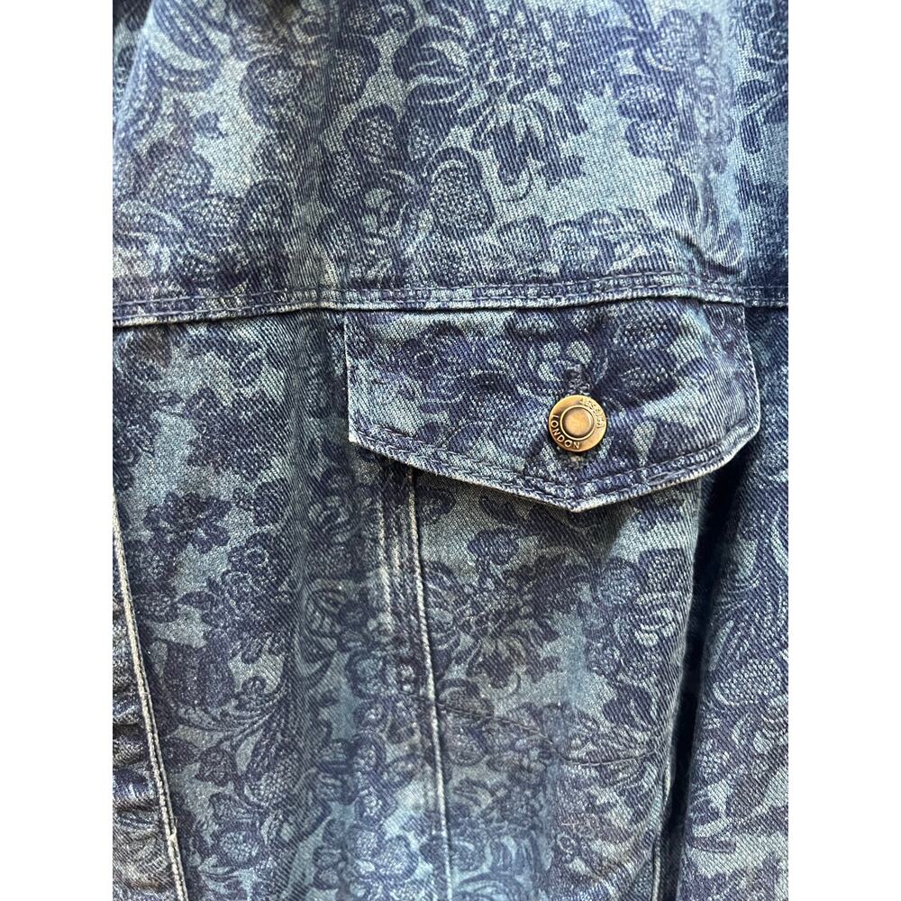 Jessica London Floral Denim button up | size 34W - Picture 4 of 5